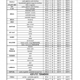 2024. árlista pálcikás termékek